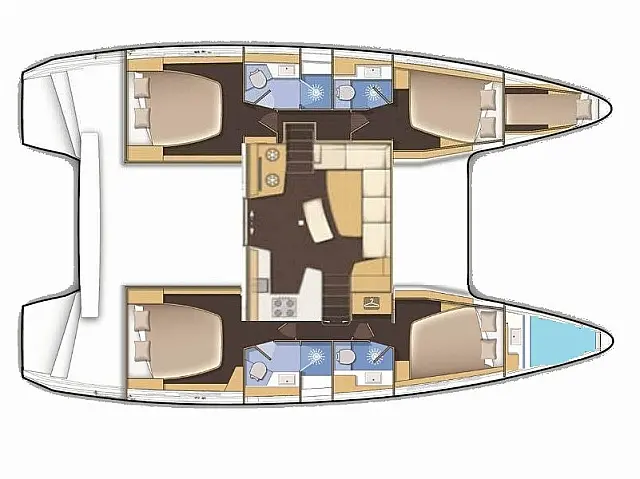 Lagoon 42 (1 single bow cabin) - Tlocrt